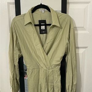 Asymmetrical Sage Green Shirt Dress. Unworn from fashion nova